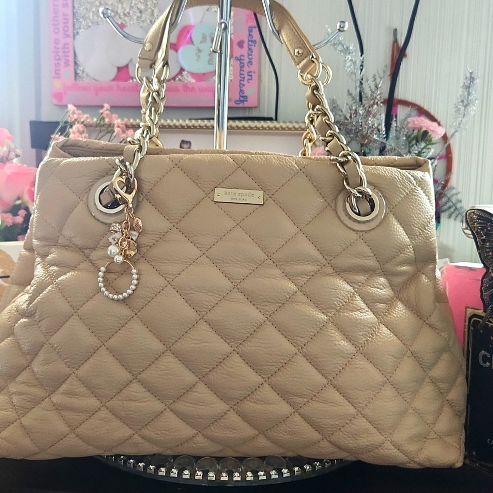 Kate Spade Quilted Tan Shoulder Bag Like New